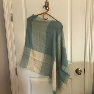 JJill size OS cape, never worn. Blue and of white plaid.